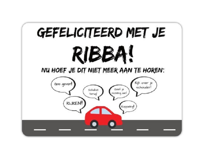 Wenskaart Gefeliciteerd met je ribba!